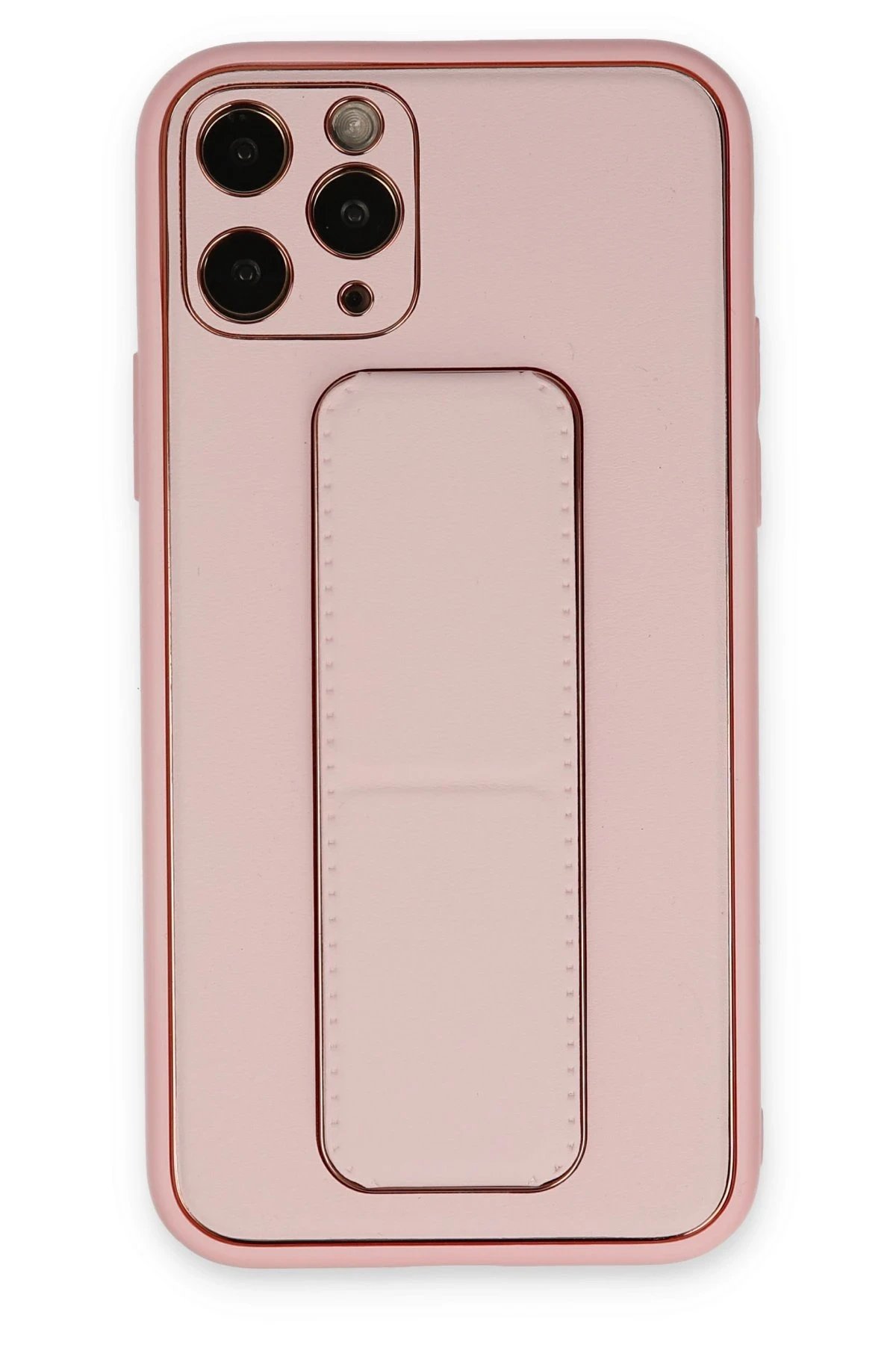iPhone 11 Pro Kılıf Coco Deri Standlı Kapak - Pembe-(5796)
