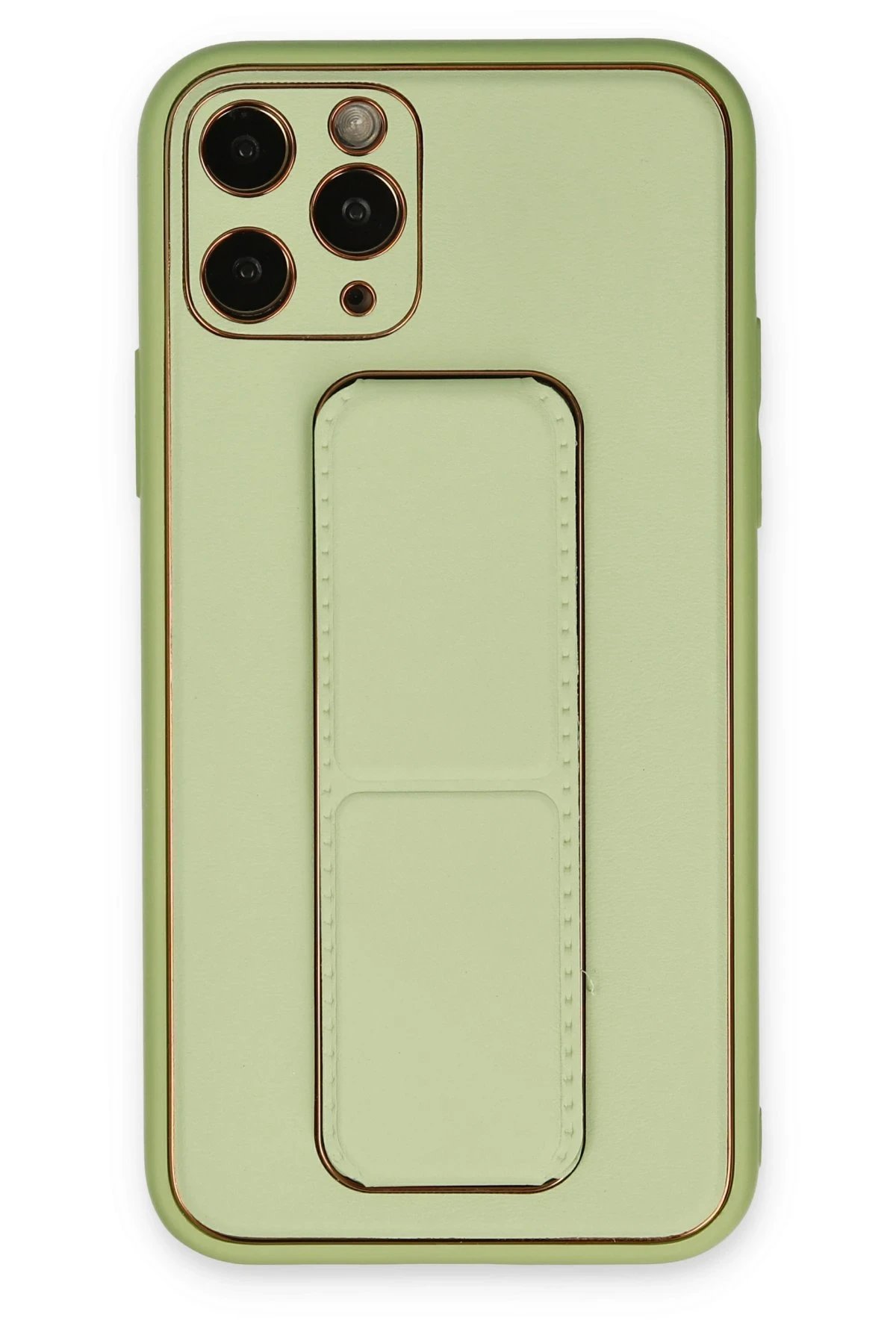 iPhone 11 Pro Kılıf Coco Deri Standlı Kapak - Su Yeşili-(5796)