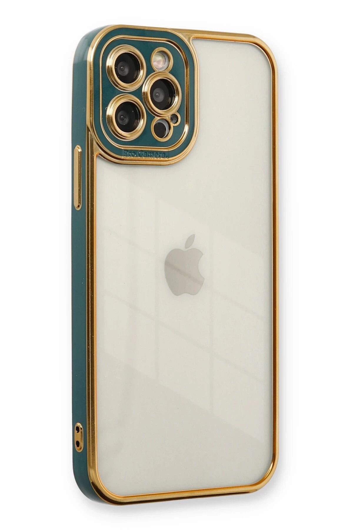 iPhone 12 Pro Max Kılıf Liva Lens Silikon - Yeşil-(5796)