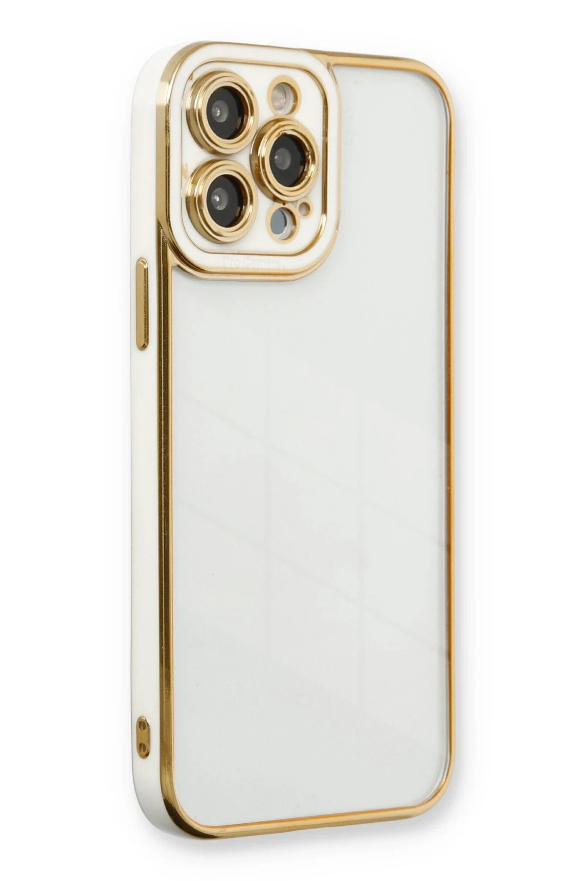 iPhone 13 Pro Kılıf Liva Lens Silikon - Beyaz-(5796)