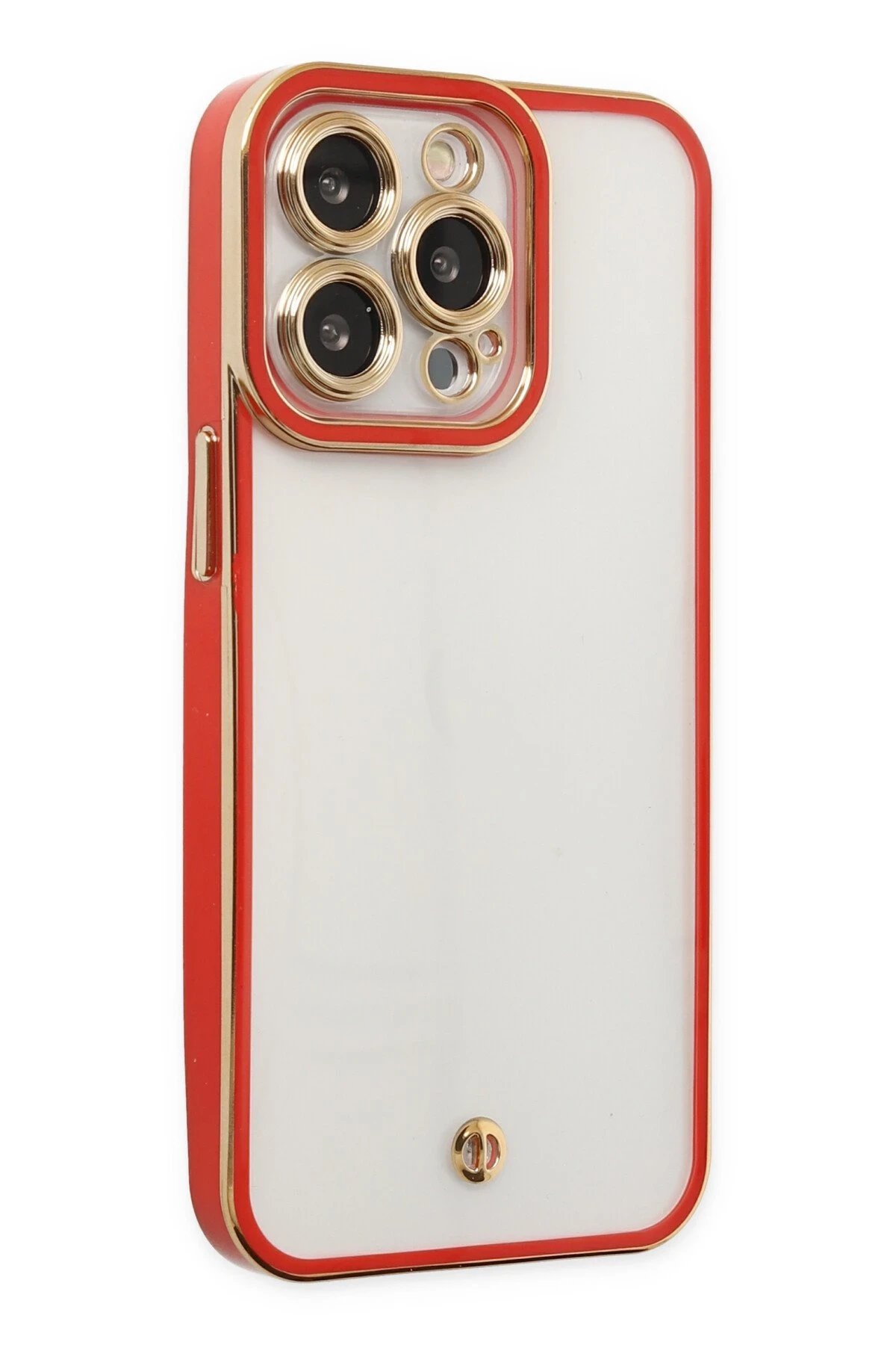 iPhone 13 Pro Max Kılıf Liva Lens Silikon - Kırmızı-(5796)
