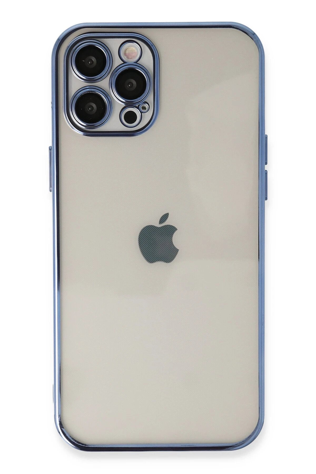 iPhone 12 Pro Kılıf Lensli Silikon - Açık Mavi-(5796)