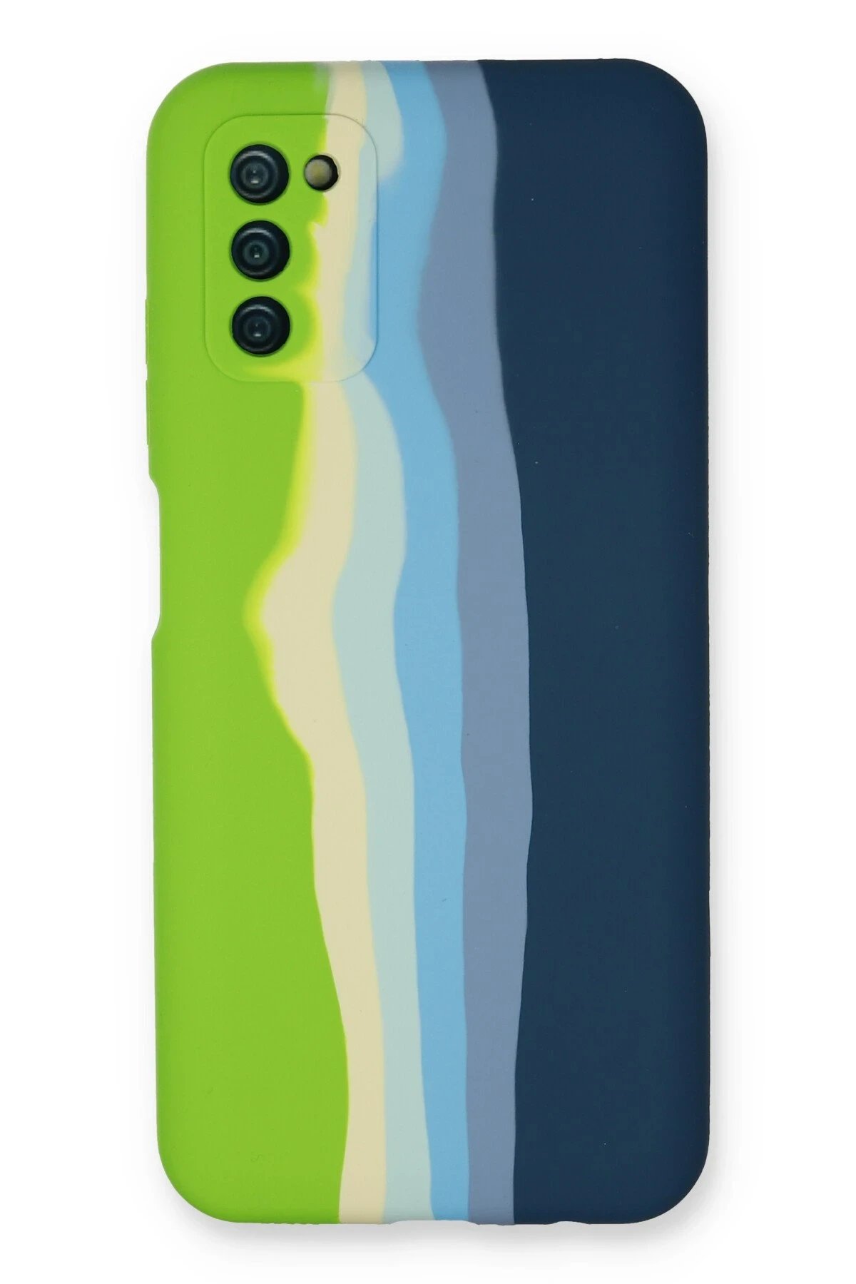 Samsung Galaxy A03S Kılıf Ebruli Lansman Silikon - Yeşil-Koyu Yeşil-(5796)