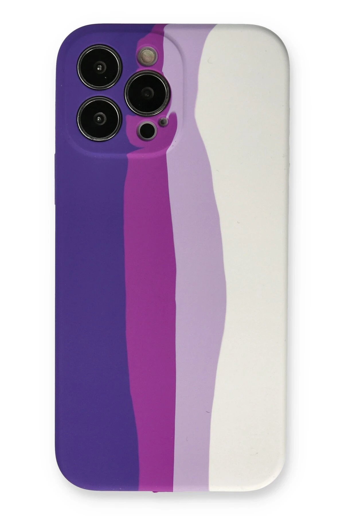 iPhone 13 Pro Kılıf Ebruli Lansman Silikon - Mor-Beyaz-(5796)