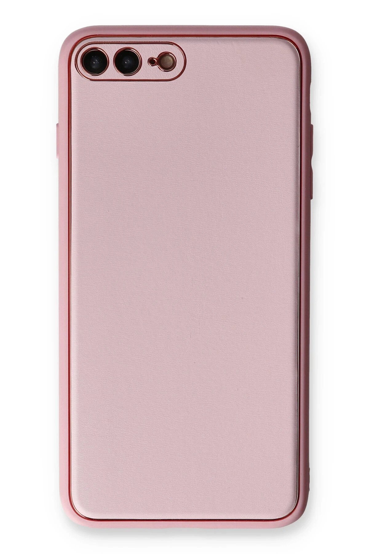 iPhone 7 Plus Kılıf Coco Deri Silikon Kapak - Pudra-(5796)