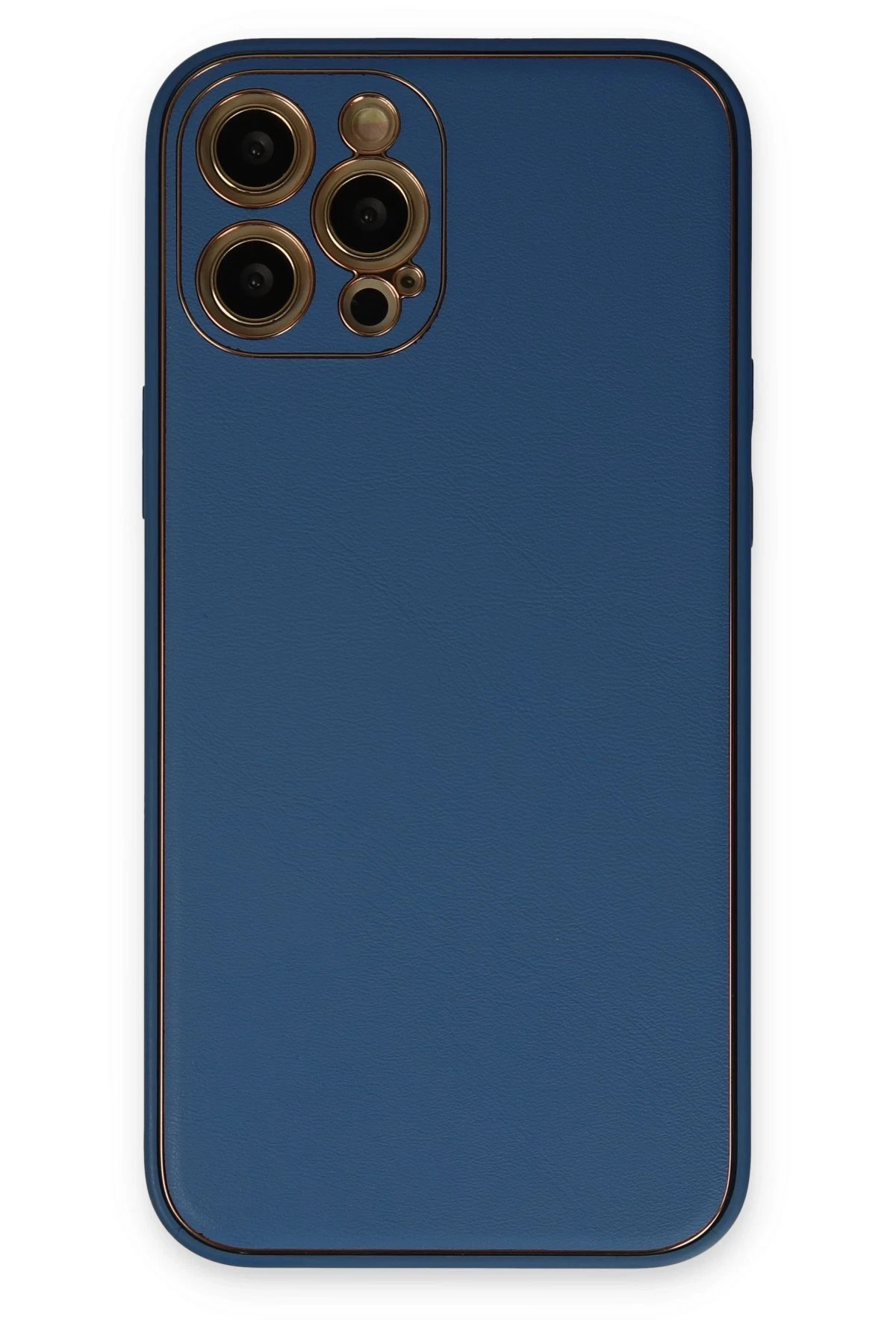 iPhone 12 Pro Kılıf Coco Deri Silikon Kapak - Açık Mavi-(5796)