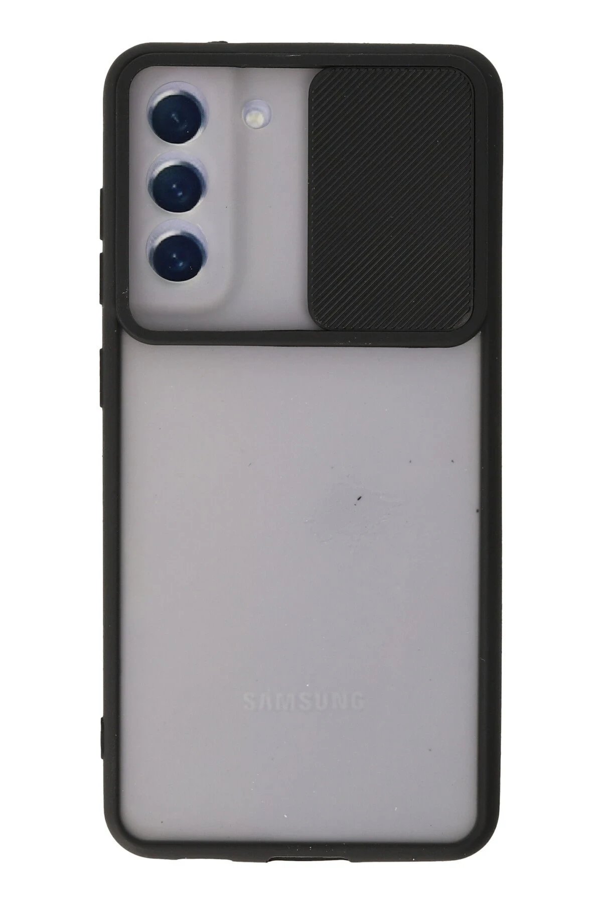 Samsung Galaxy S21 FE Kılıf Palm Buzlu Kamera Sürgülü Silikon - Siyah-(5796)