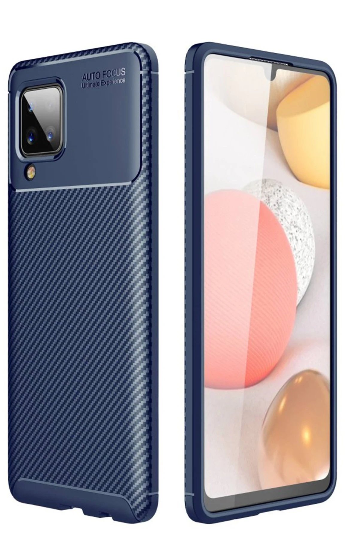 Samsung Galaxy A22 Kılıf Auto Focus Karbon Kapak - Lacivert-(5796)