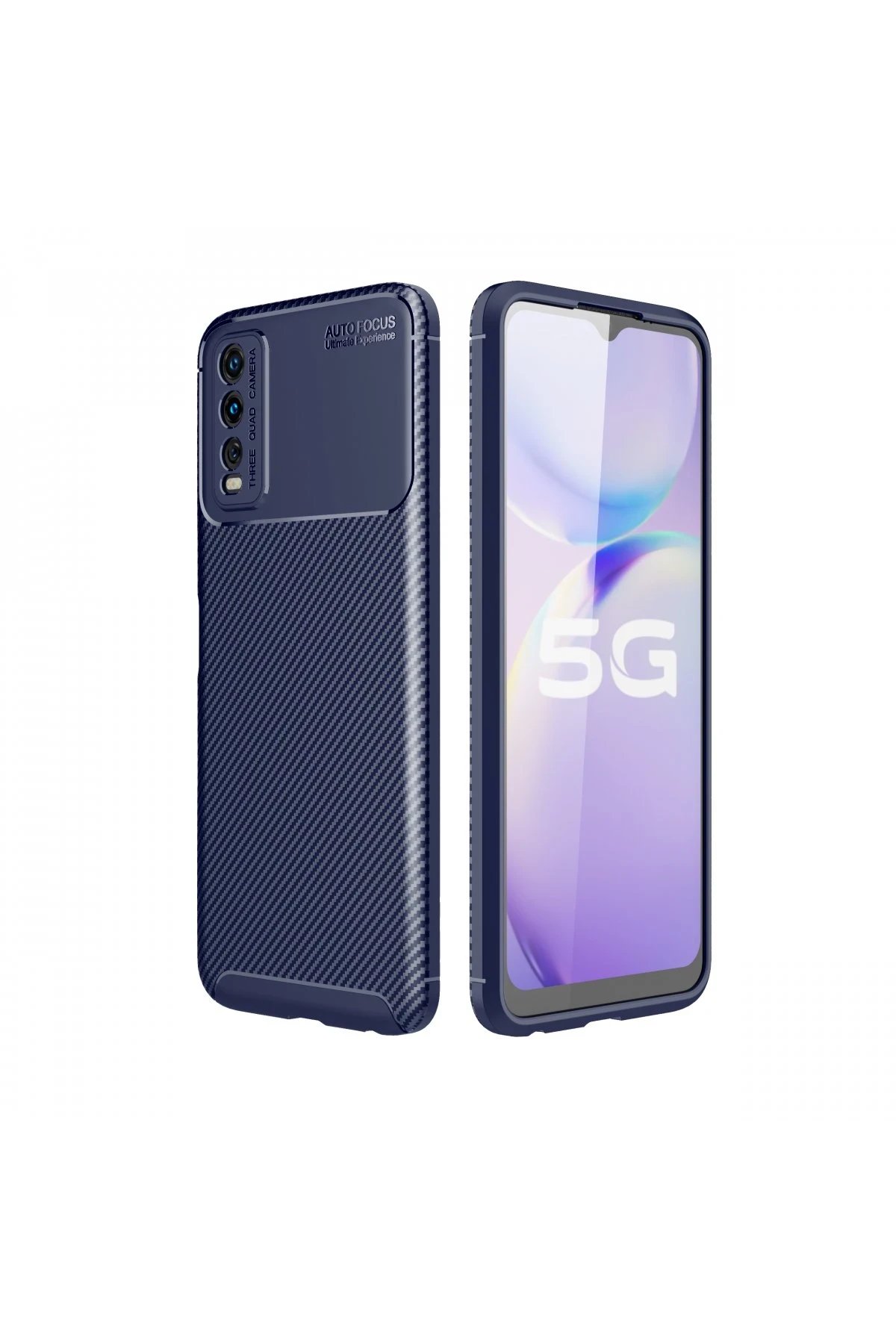 Vivo Y11S Kılıf Auto Focus Karbon Kapak - Lacivert-(5796)