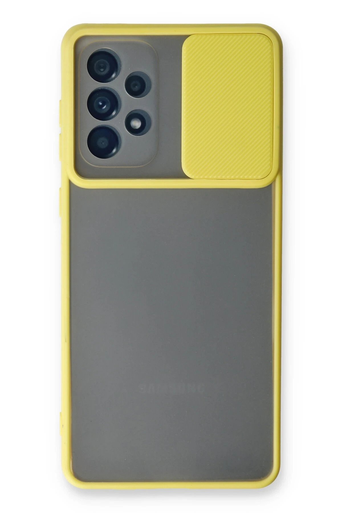 Samsung Galaxy A33 5G Kılıf Palm Buzlu Kamera Sürgülü Silikon - Sarı-(5796)