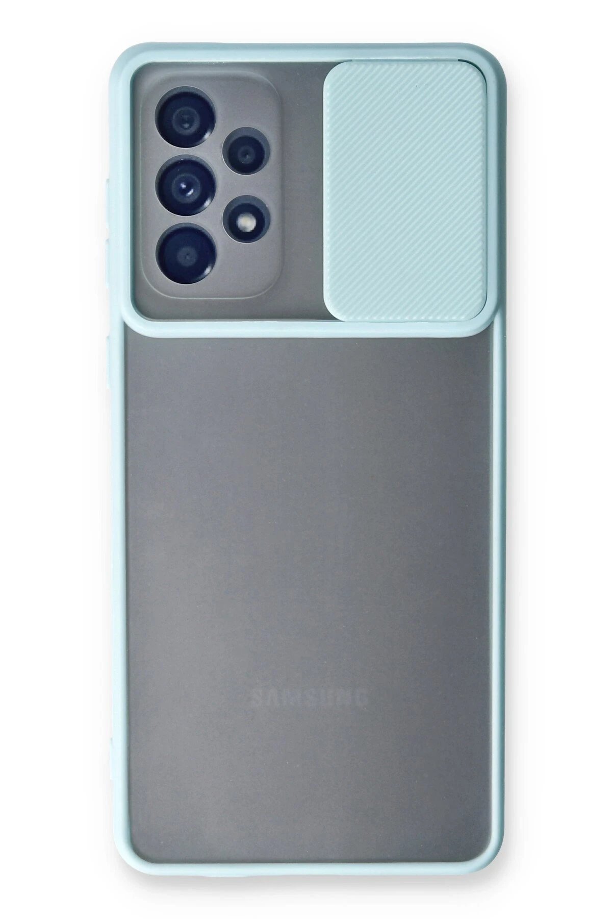 Samsung Galaxy A33 5G Kılıf Palm Buzlu Kamera Sürgülü Silikon - Turkuaz-(5796)
