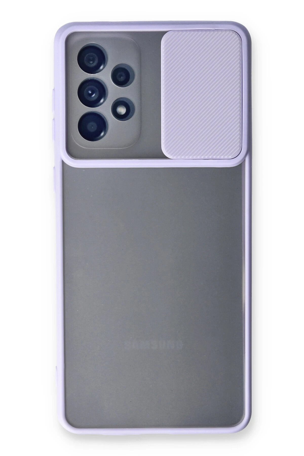 Samsung Galaxy A53 5G Kılıf Palm Buzlu Kamera Sürgülü Silikon - Lila-(5796)