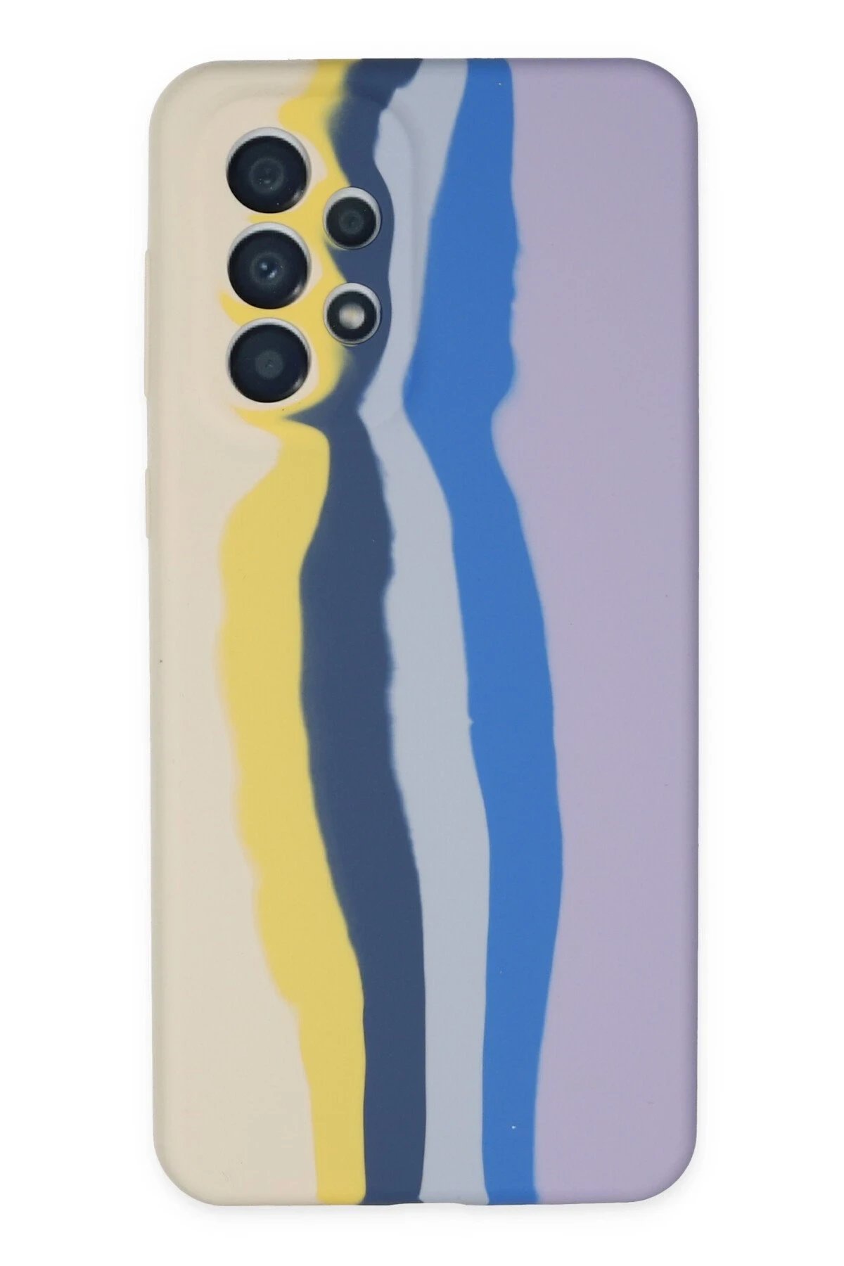 Samsung Galaxy A53 5G Kılıf Ebruli Lansman Silikon - Sarı-Lila-(5796)