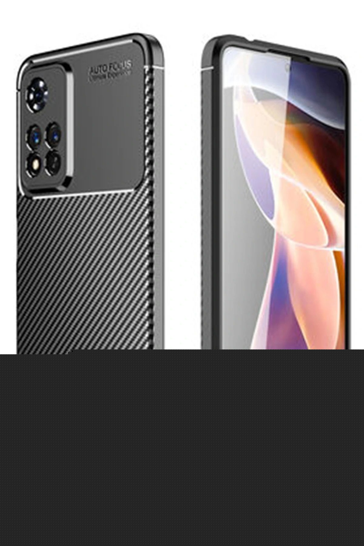 Xiaomi Redmi Note 11 Pro Plus 5G Kılıf Auto Focus Karbon Kapak - Siyah-(5796)
