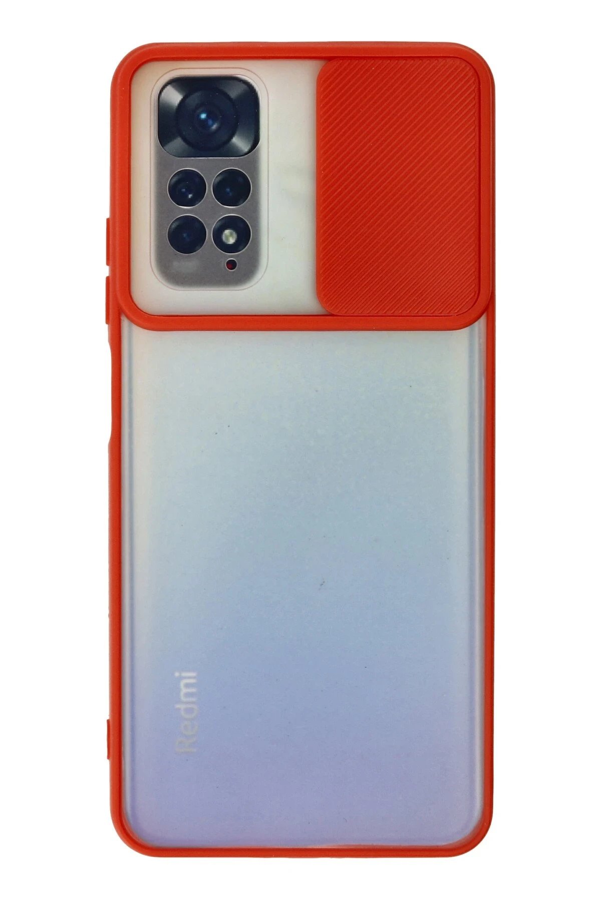 Xiaomi Redmi Note 11 Kılıf Palm Buzlu Kamera Sürgülü Silikon - Kırmızı-(5796)