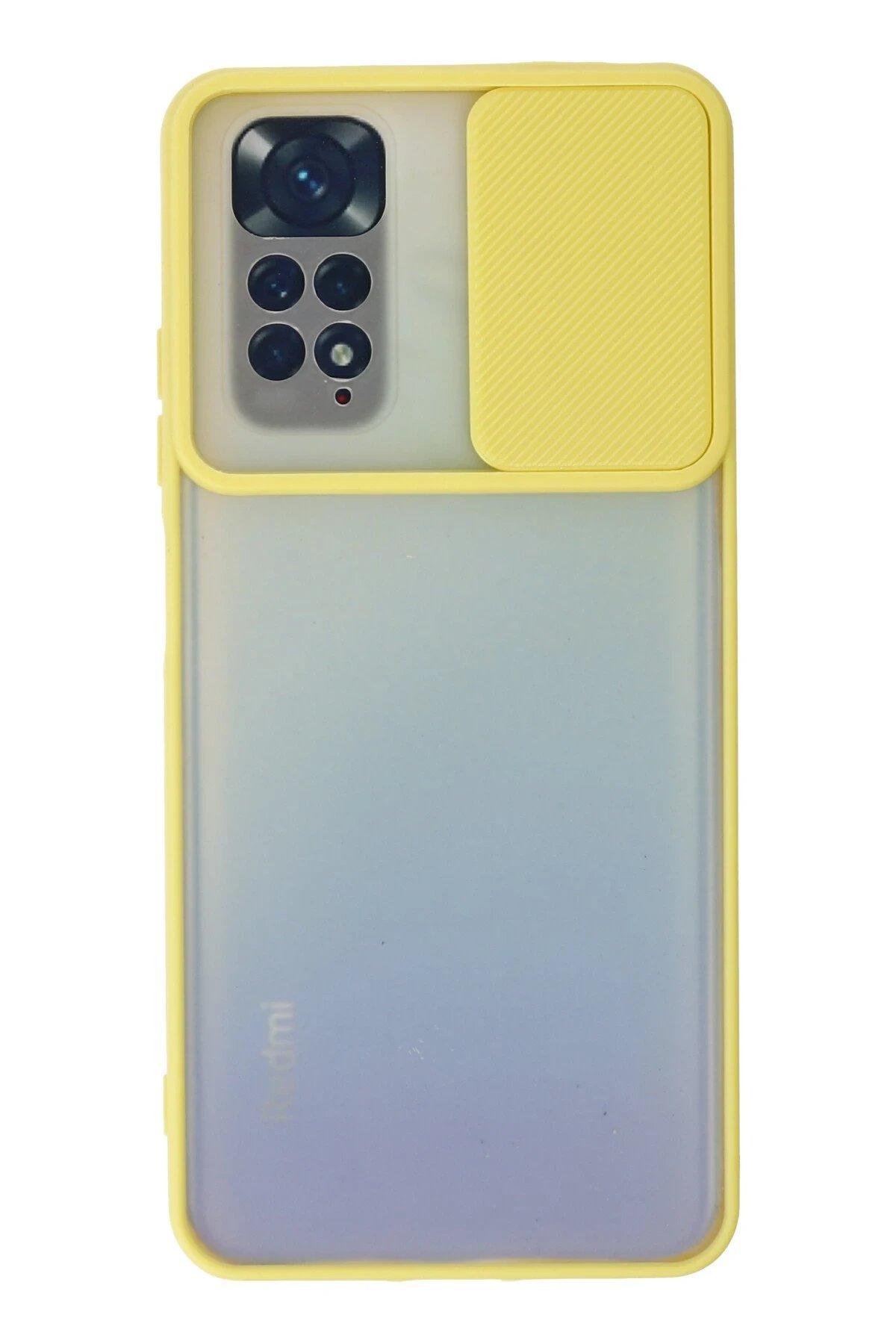 Xiaomi Redmi Note 11 Kılıf Palm Buzlu Kamera Sürgülü Silikon - Sarı-(5796)