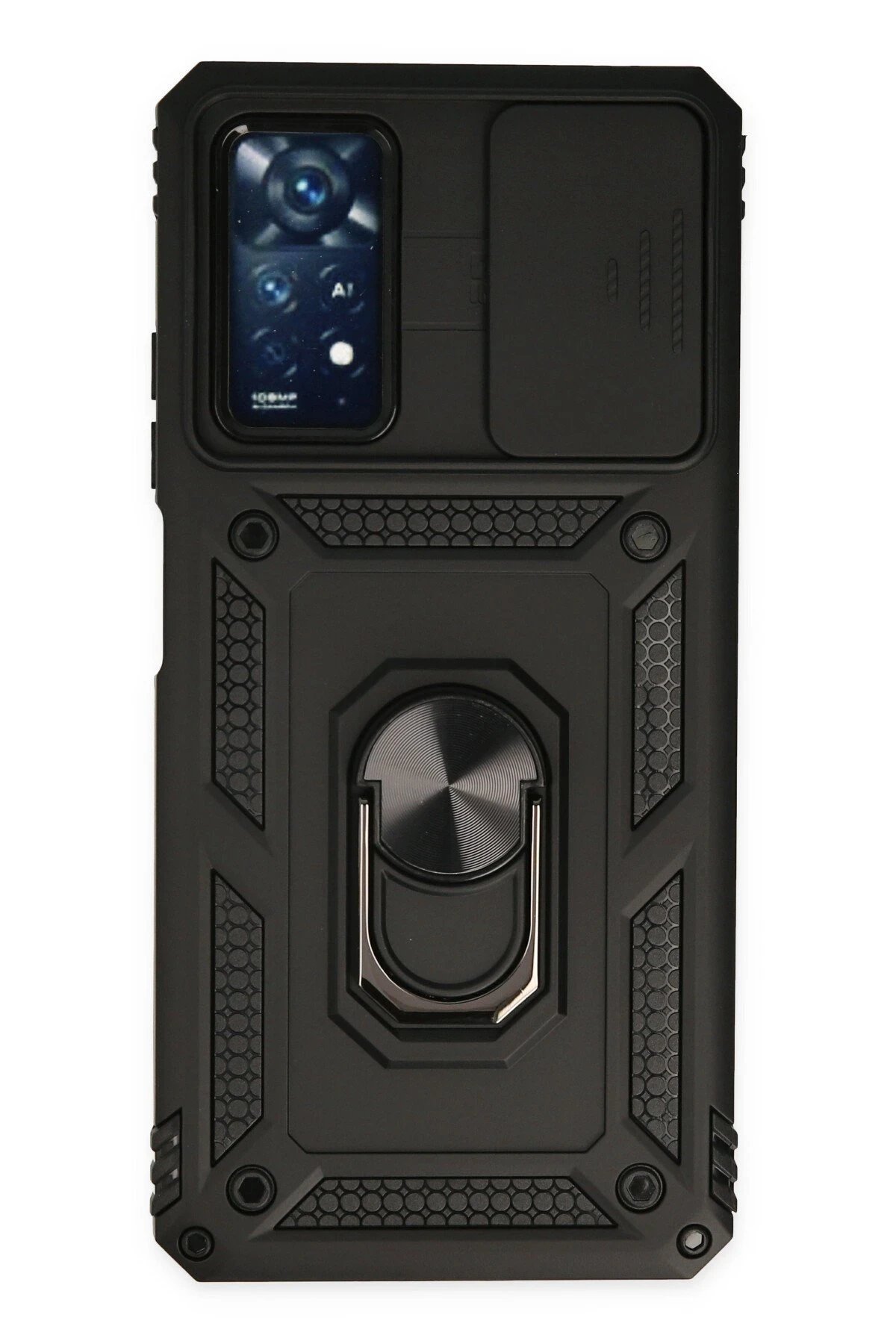 Xiaomi Redmi Note 11 Pro Kılıf Pars Lens Yüzüklü Silikon - Siyah-(5796)
