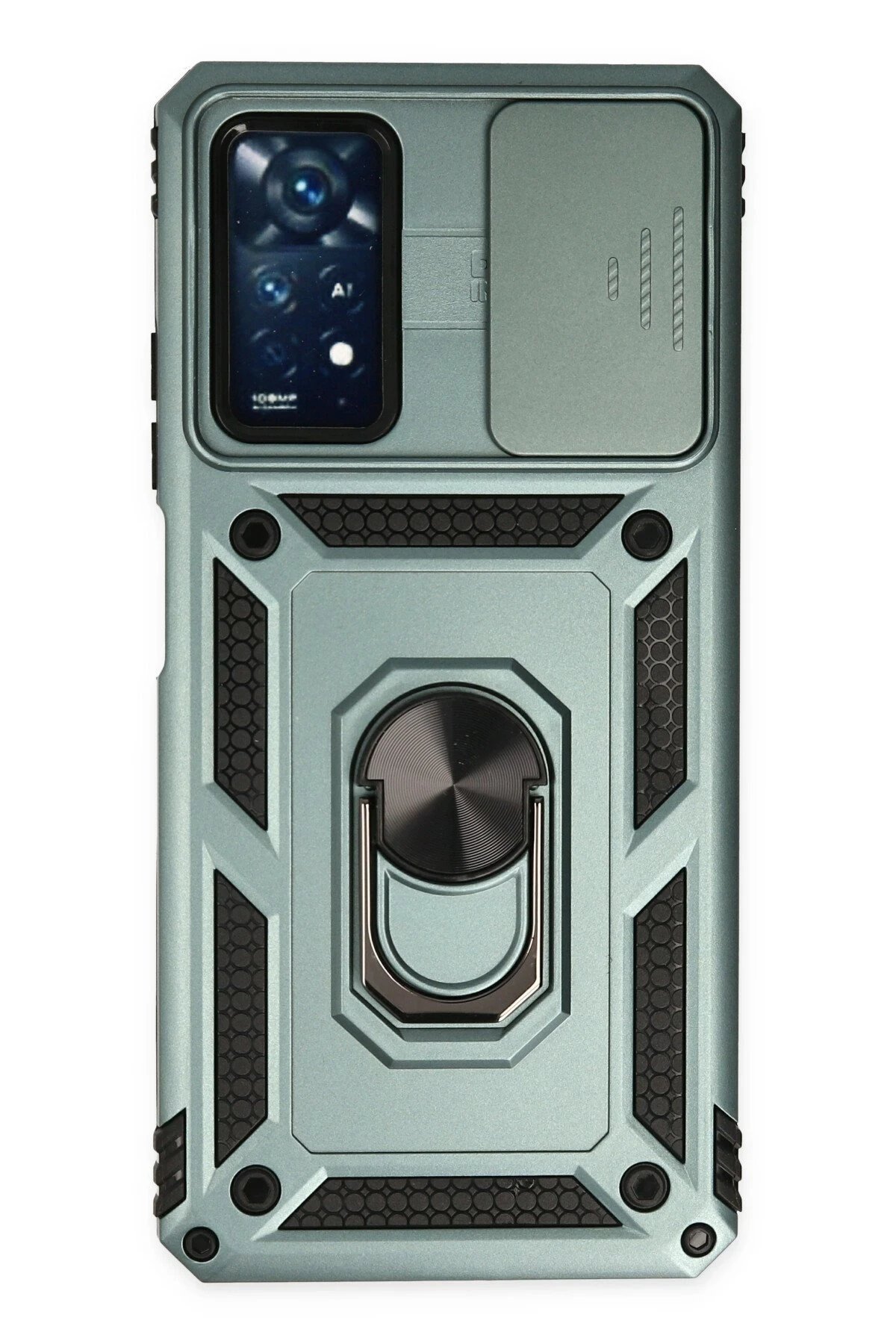 Xiaomi Redmi Note 11 Pro Kılıf Pars Lens Yüzüklü Silikon - Yeşil-(5796)