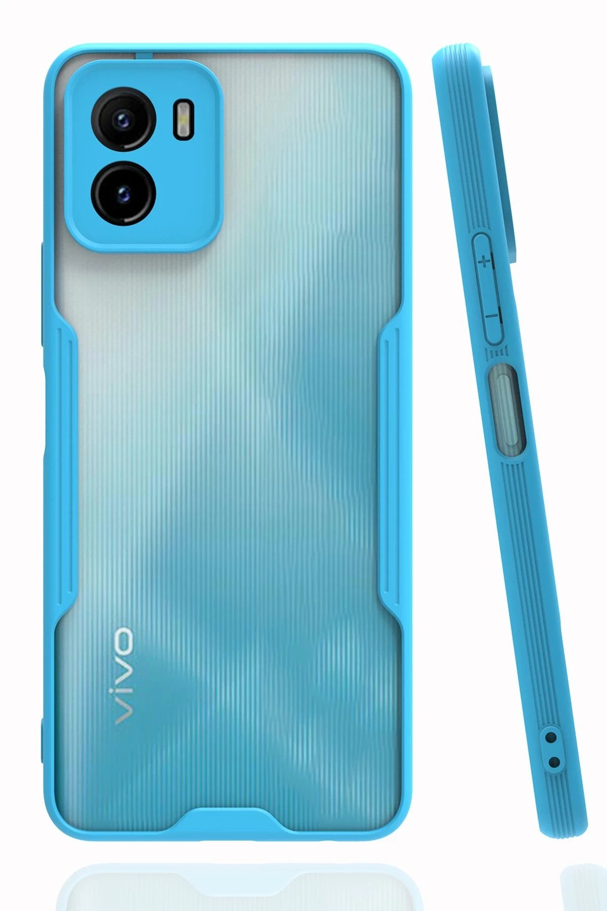 Vivo Y15S Kılıf Platin Silikon - Mavi-(5796)