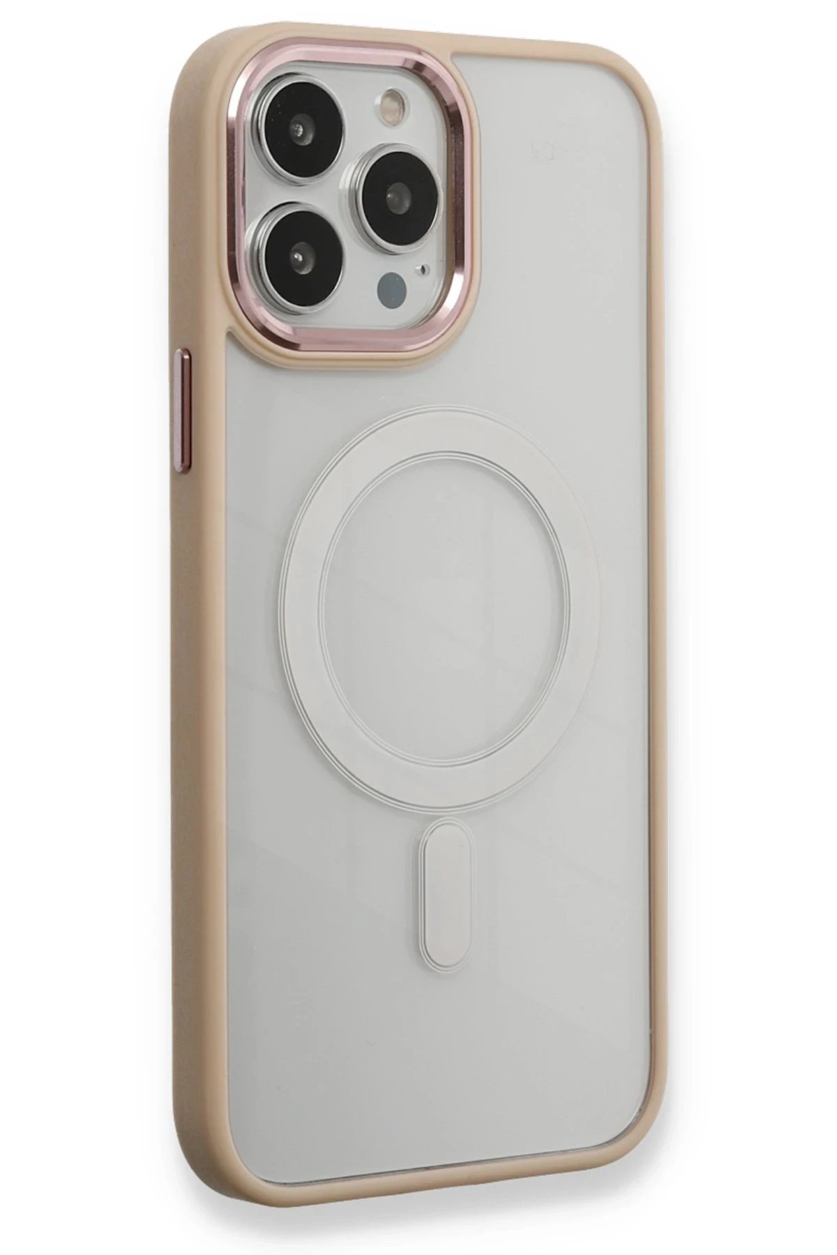iPhone 13 Pro Kılıf Room Magneticsafe Silikon - Pudra-(5796)