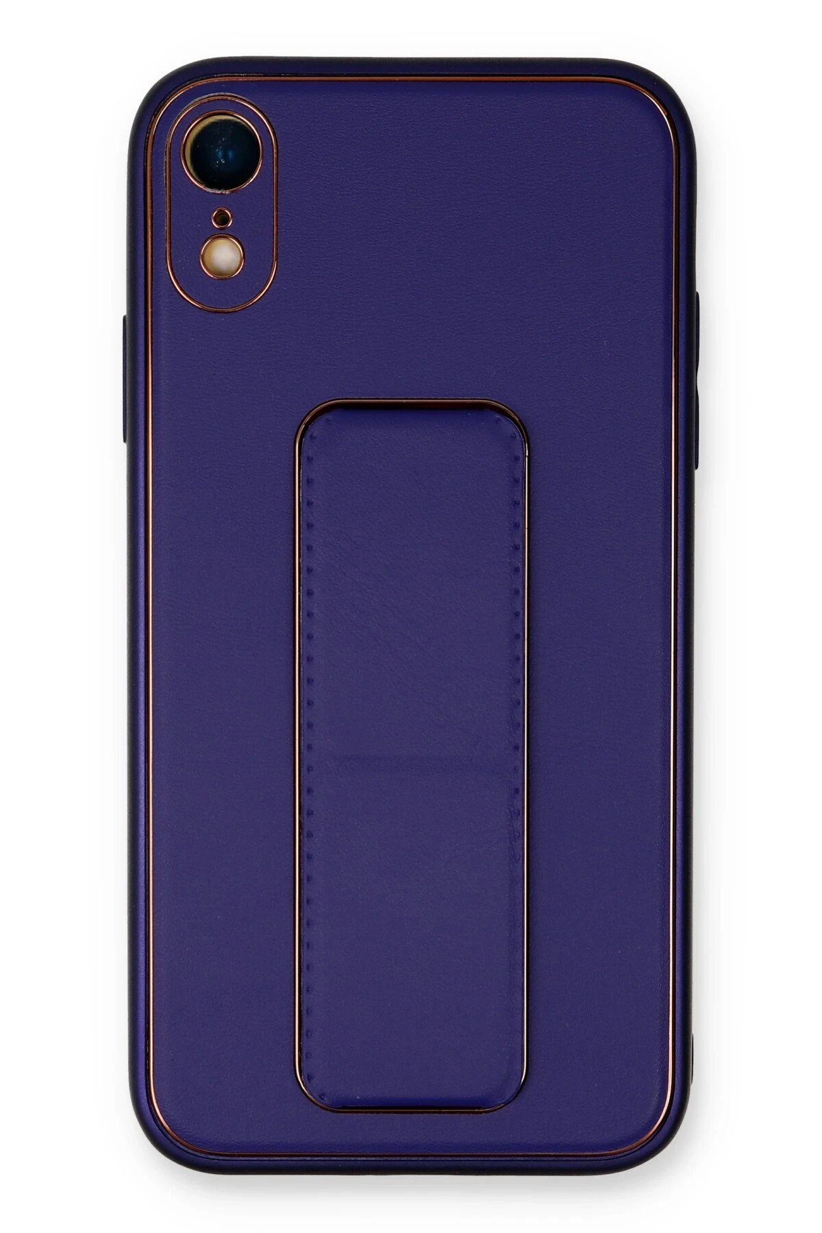 iPhone XR Kılıf Coco Deri Standlı Kapak - Mor-(5796)