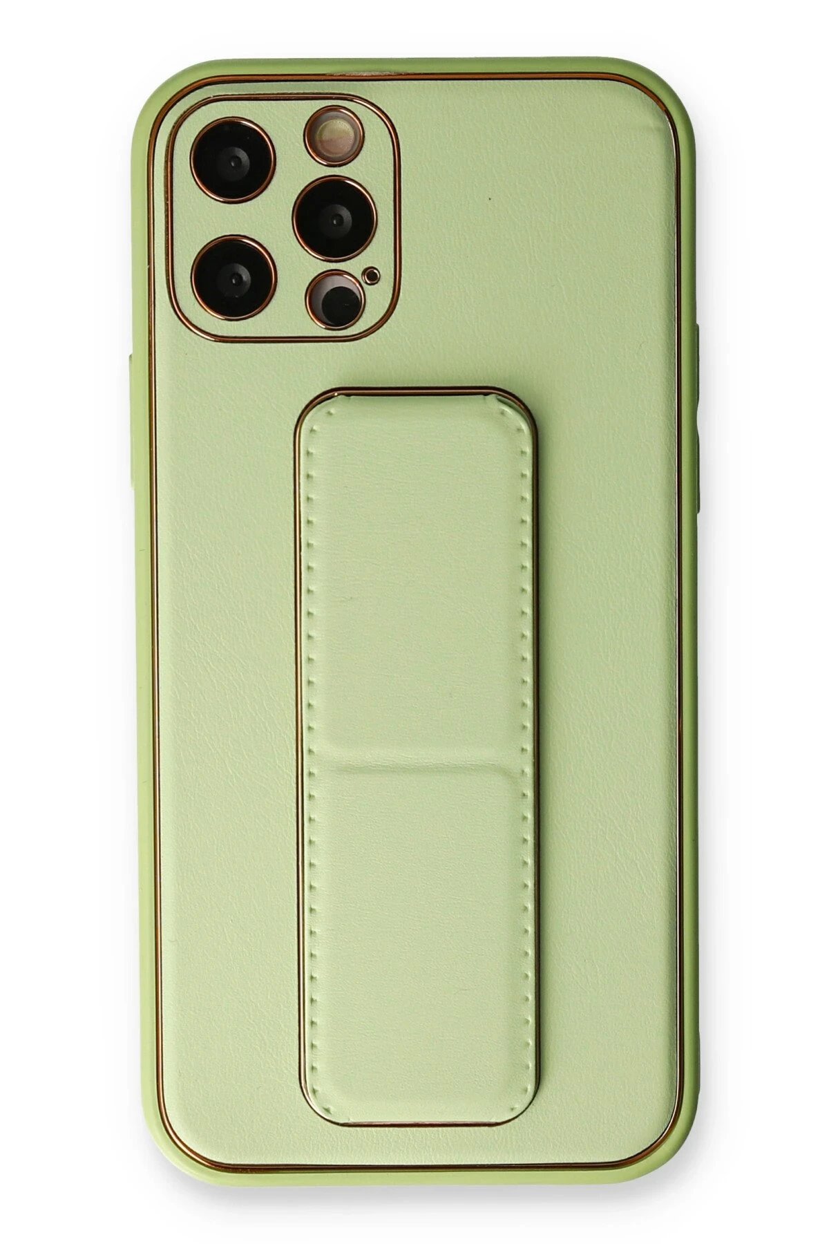 iPhone 12 Pro Kılıf Coco Deri Standlı Kapak - Su Yeşili-(5796)