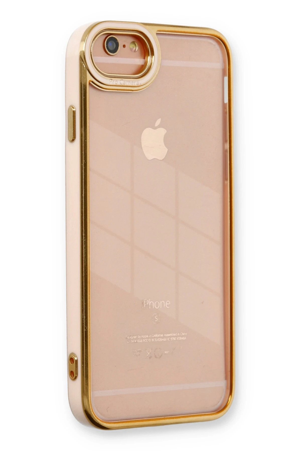 iPhone 6 Kılıf Liva Lens Silikon - Pudra-(5796)