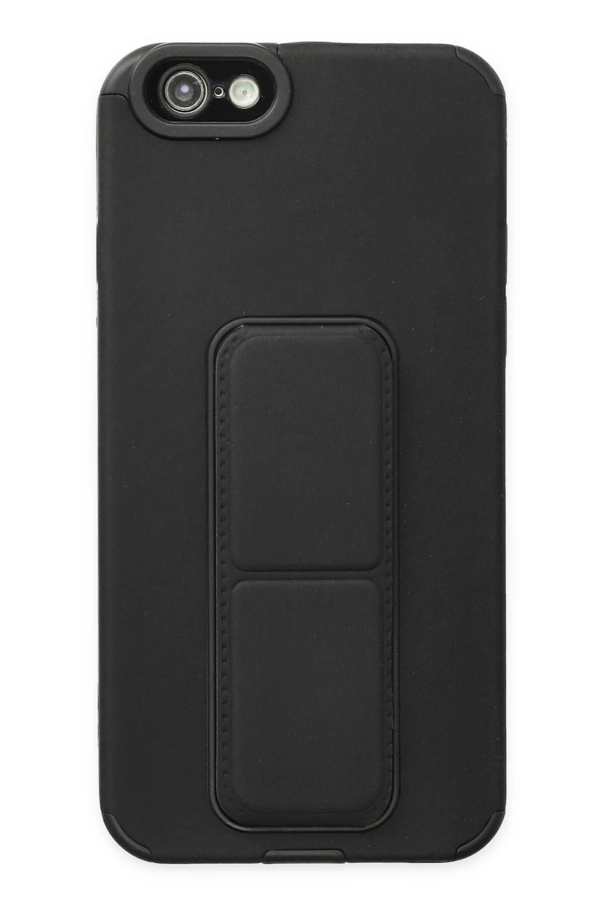 iPhone 6 Kılıf Mega Standlı Silikon - Siyah-(5796)