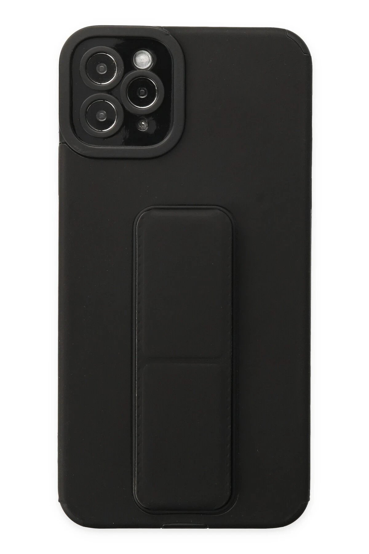 iPhone 11 Pro Max Kılıf Mega Standlı Silikon - Siyah-(5796)
