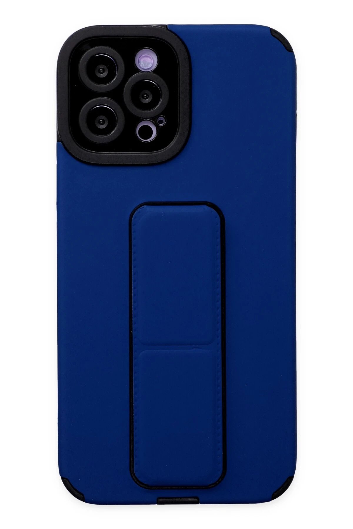 iPhone 12 Pro Max Kılıf Mega Standlı Silikon - Mavi-(5796)