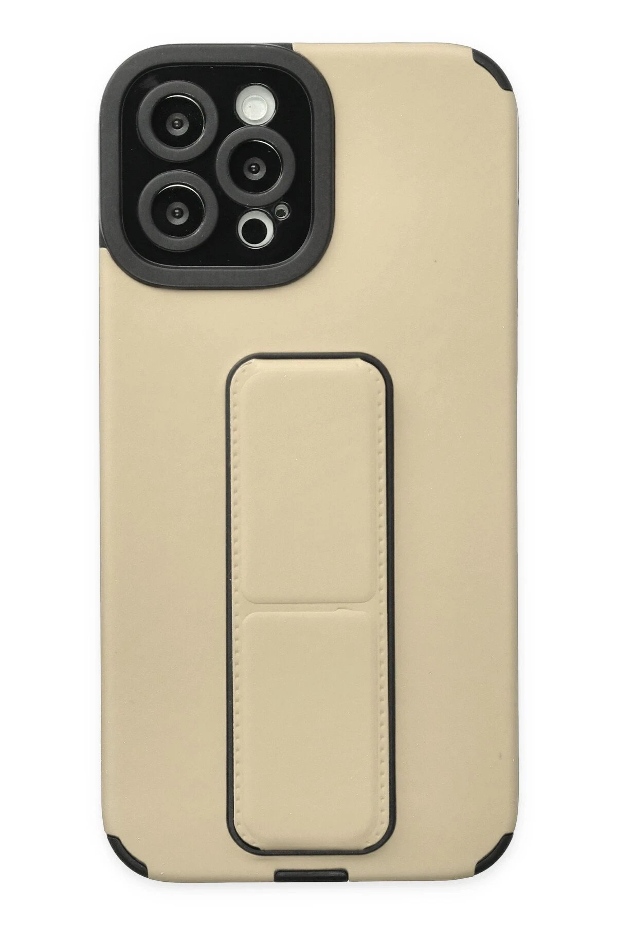 iPhone 12 Pro Max Kılıf Mega Standlı Silikon - Gold-(5796)