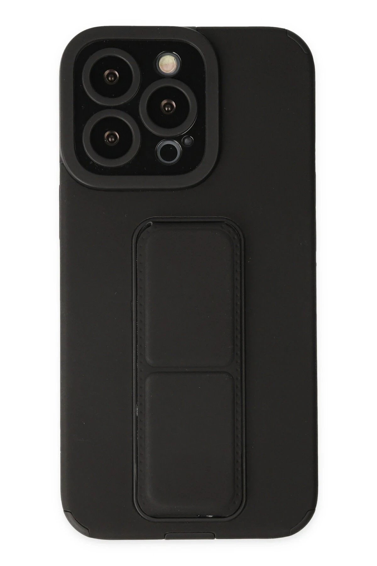iPhone 13 Pro Kılıf Mega Standlı Silikon - Siyah-(5796)