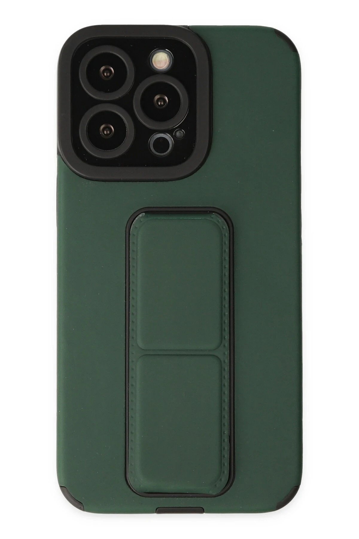 iPhone 13 Pro Kılıf Mega Standlı Silikon - Yeşil-(5796)