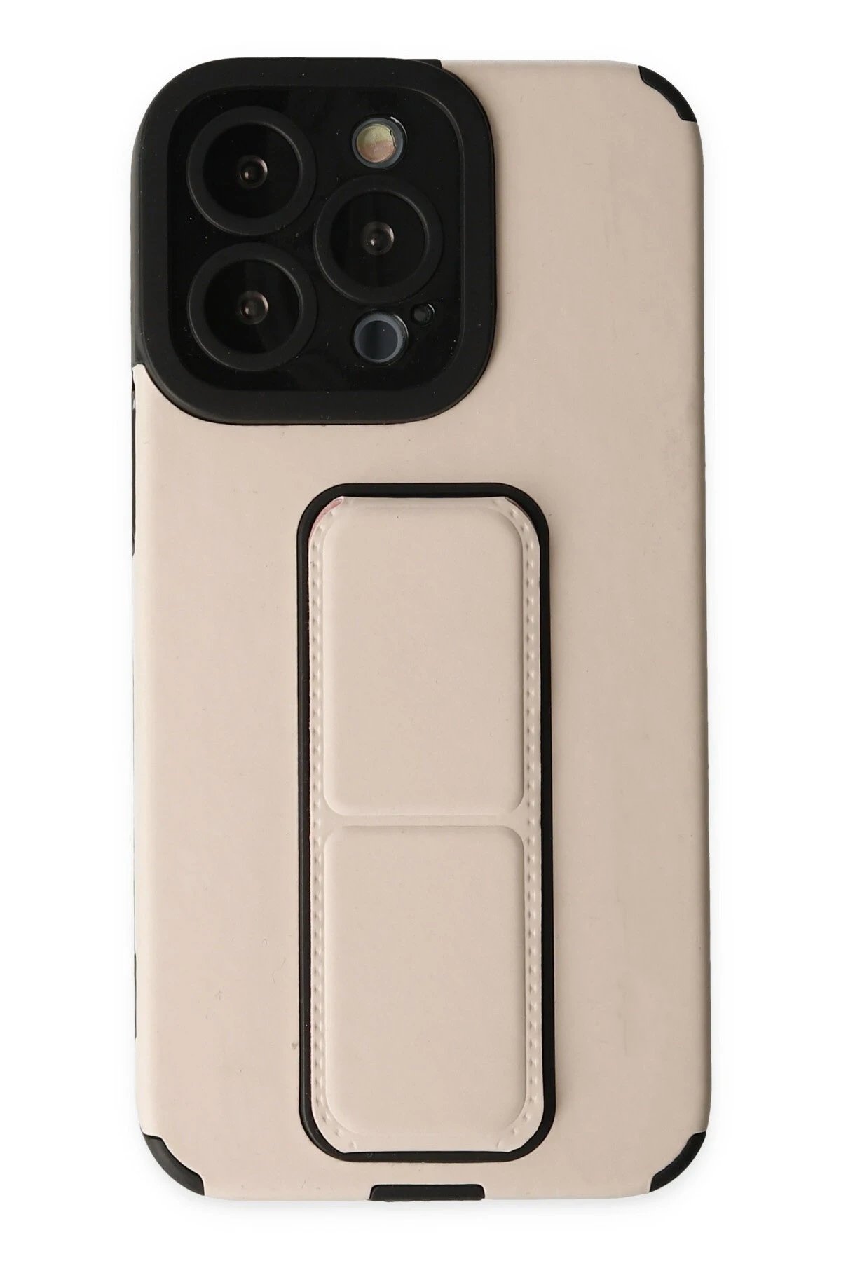 iPhone 13 Pro Max Kılıf Mega Standlı Silikon - Gold-(5796)