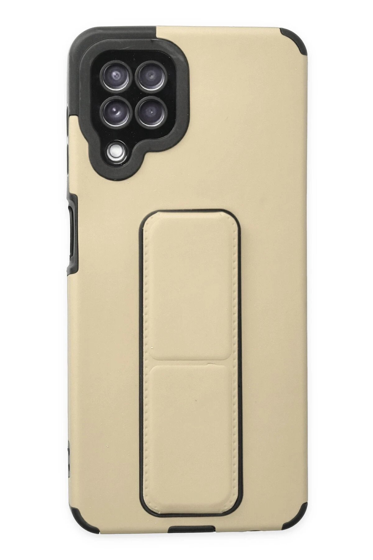 Samsung Galaxy A22 Kılıf Mega Standlı Silikon - Gold-(5796)