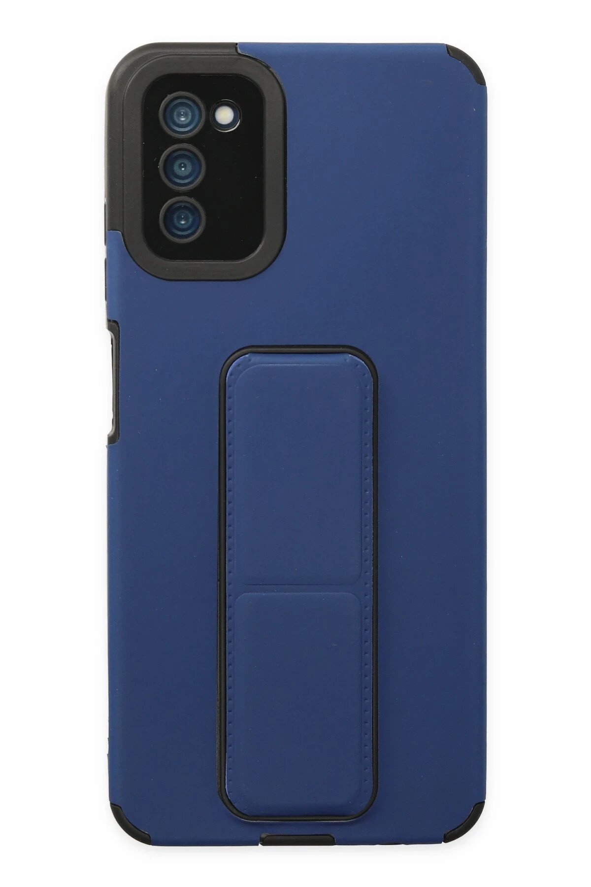 Samsung Galaxy A03S Kılıf Mega Standlı Silikon - Mavi-(5796)