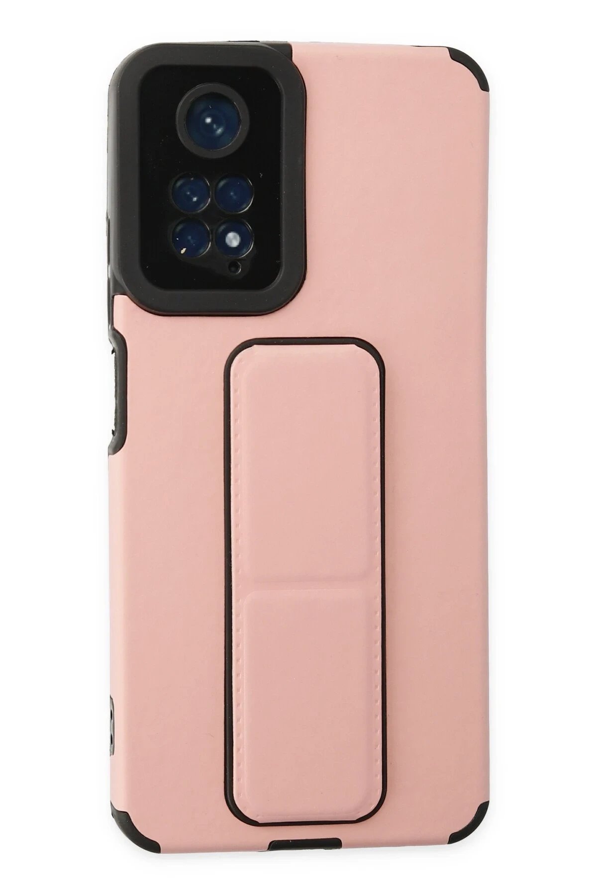 Xiaomi Redmi Note 11 Kılıf Mega Standlı Silikon - Pudra-(5796)