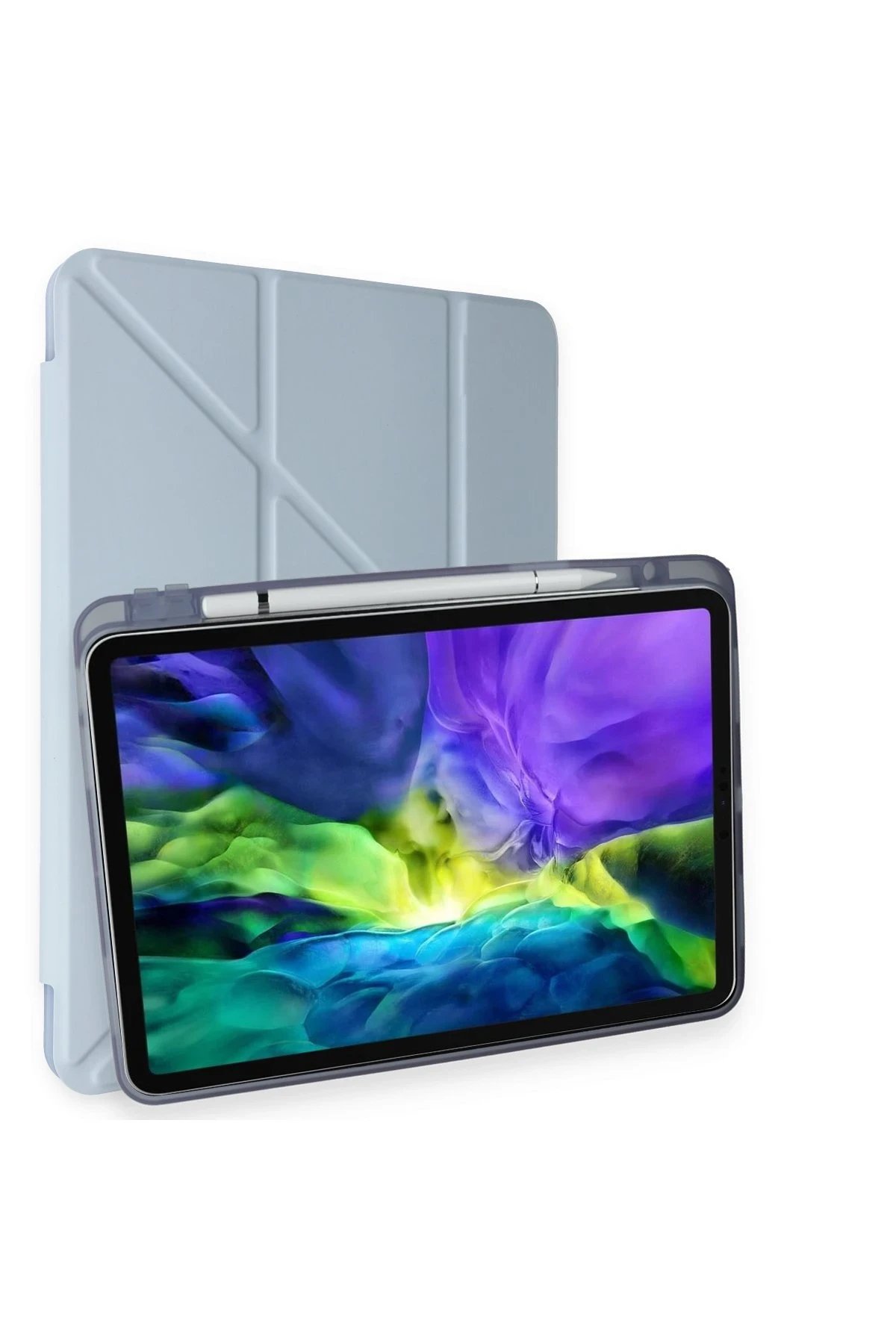 iPad Air 4 10.9 Kılıf Kalemlikli Mars Tablet Kılıfı - Mavi-(5796)