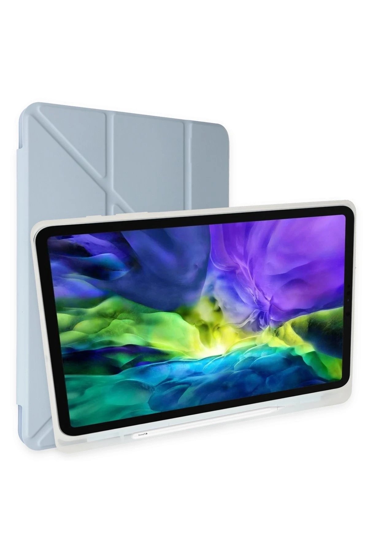 Samsung Galaxy T870 Tab S7 11 Kılıf Kalemlikli Mars Tablet Kılıfı - Mavi-(5796)
