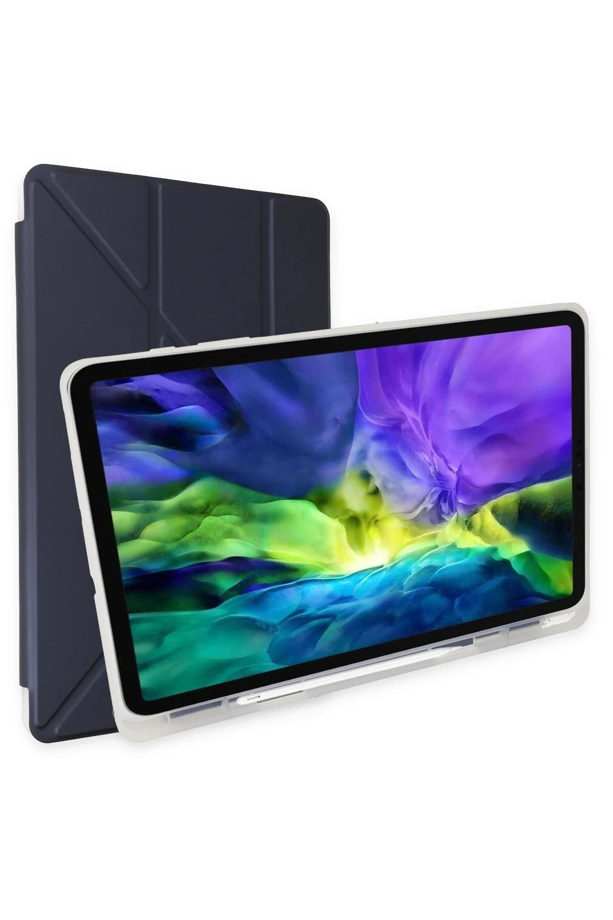 Samsung Galaxy P610 Tab S6 Lite 10.4 Kılıf Kalemlikli Mars Tablet Kılıfı - Lacivert-(5796)