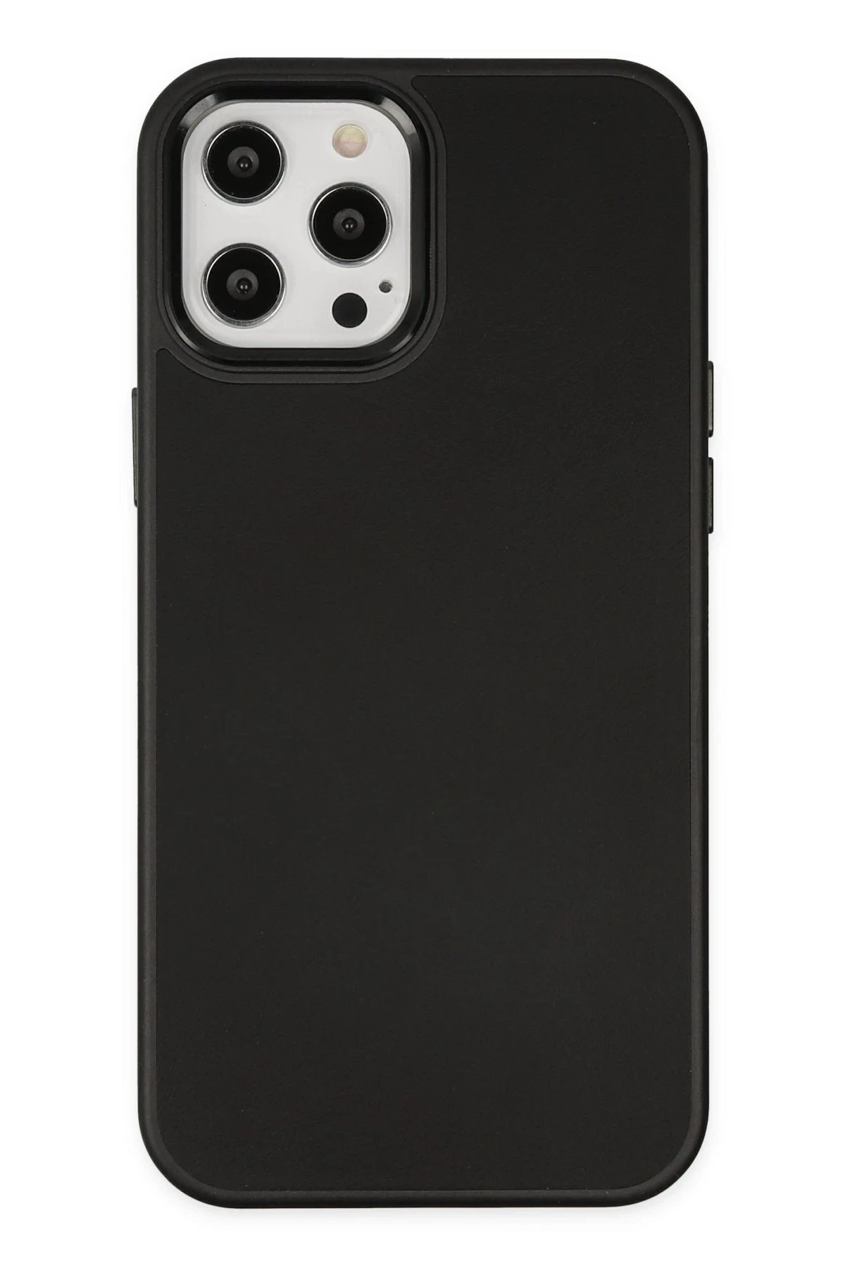 iPhone 12 Pro Max Kılıf Asya Deri Silikon - Siyah-(5796)