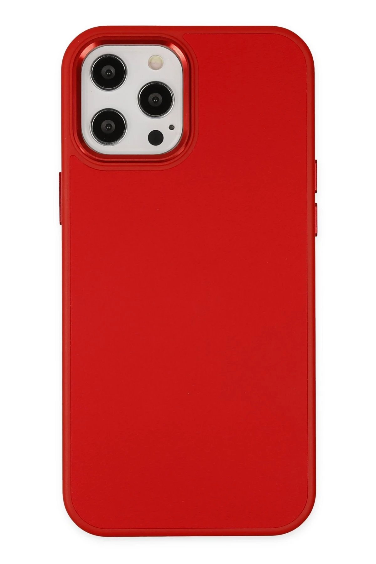iPhone 12 Pro Max Kılıf Asya Deri Silikon - Kırmızı-(5796)