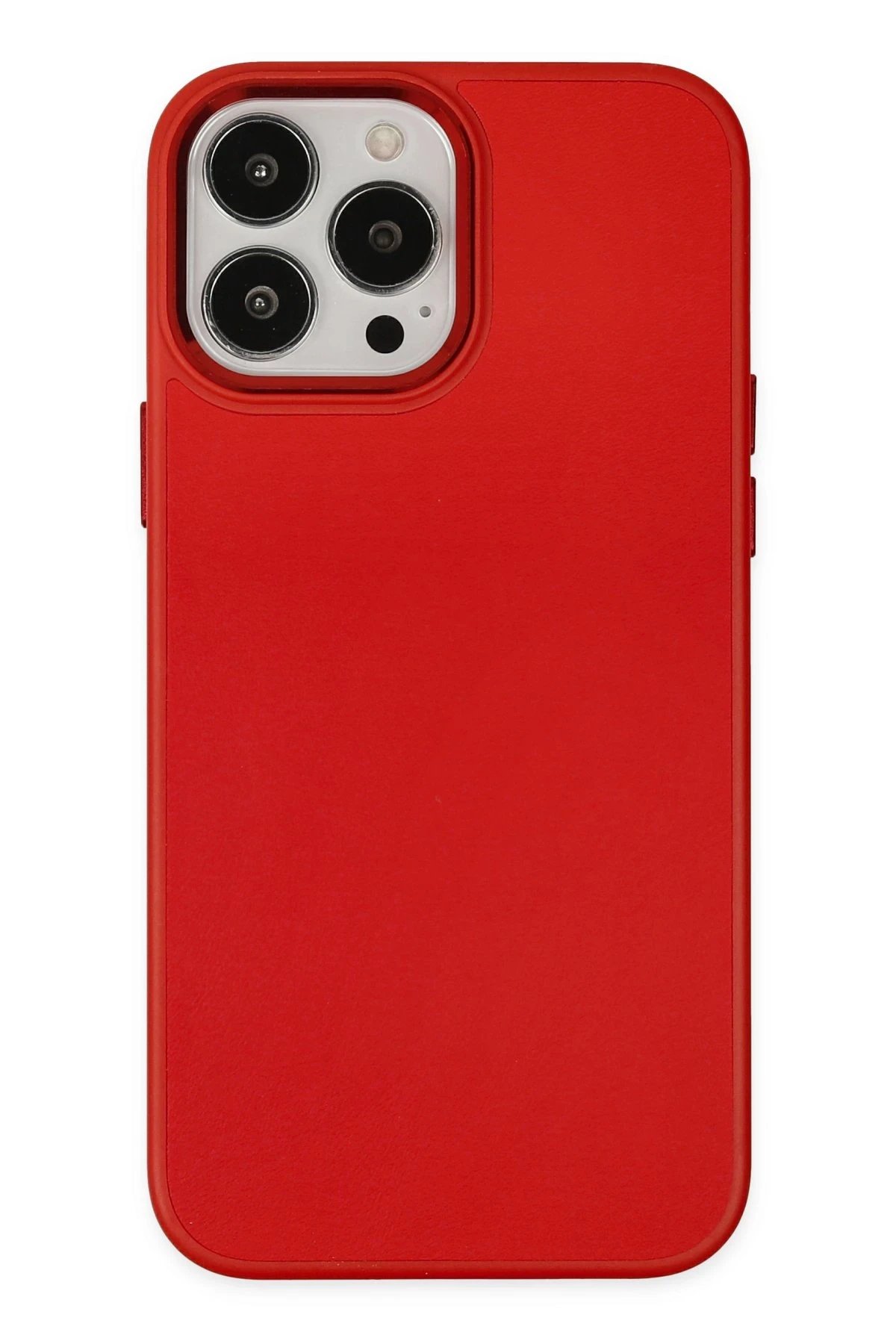 iPhone 13 Pro Max Kılıf Asya Deri Silikon - Kırmızı-(5796)