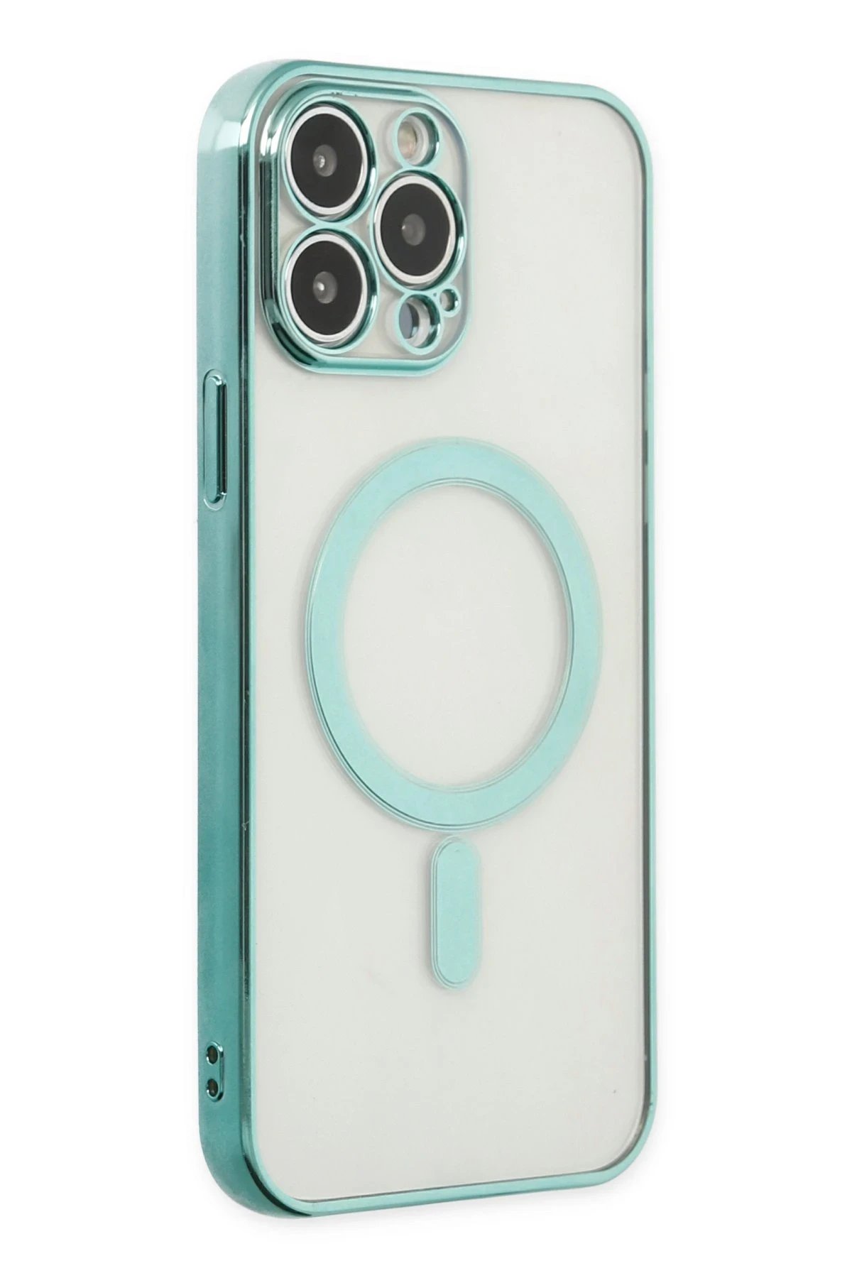 iPhone 14 Pro Max Kılıf Magneticsafe Lazer Silikon - Haki Yeşil-(5796)