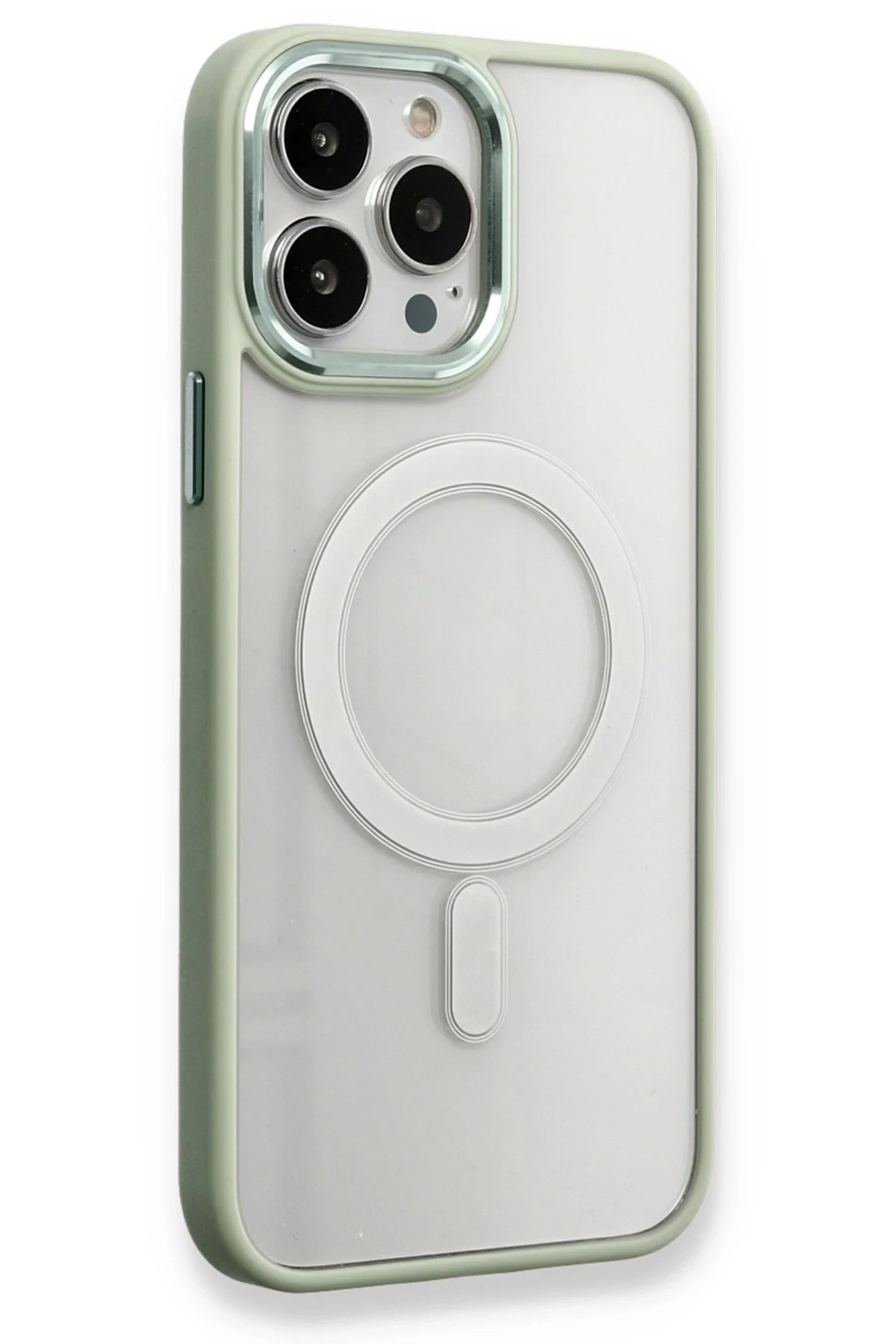 iPhone 14 Pro Max Kılıf Room Magneticsafe Silikon - Su Yeşili-(5796)