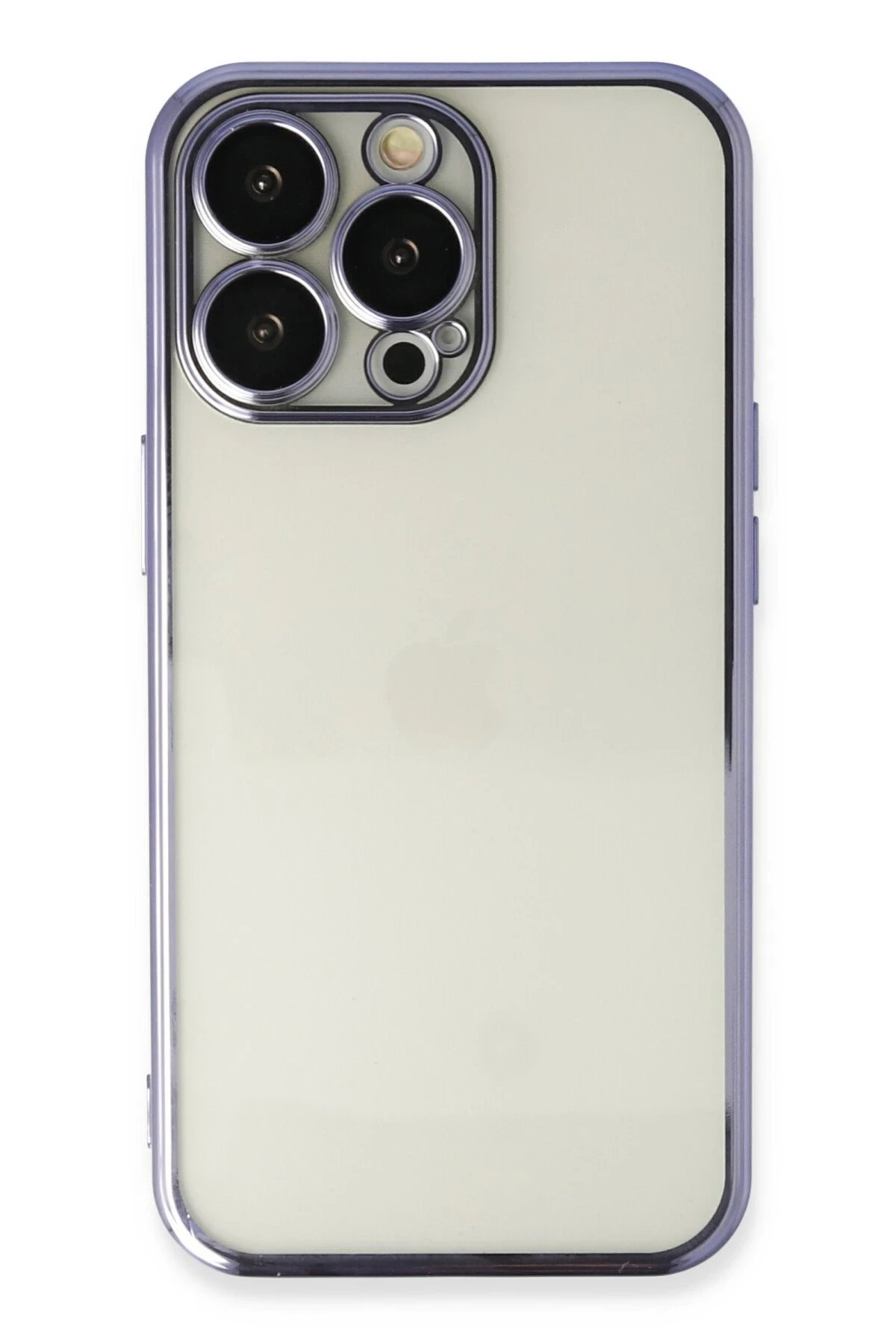 iPhone 14 Pro Kılıf Lensli Silikon - Mor-(5796)