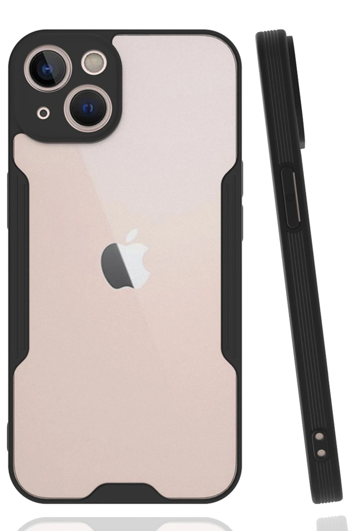 iPhone 14 Kılıf Platin Silikon - Siyah-(5796)