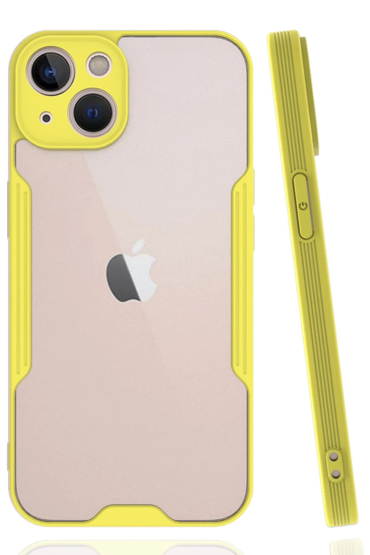 iPhone 14 Kılıf Platin Silikon - Sarı-(5796)