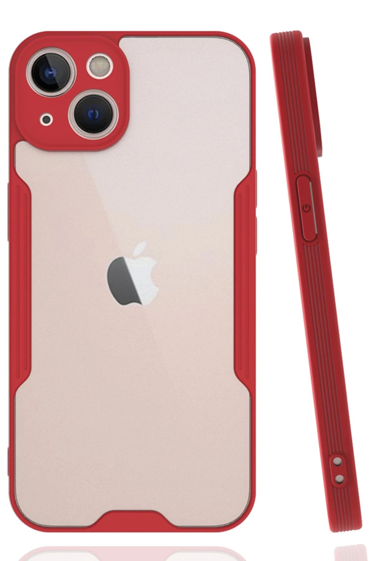 iPhone 14 Kılıf Platin Silikon - Kırmızı-(5796)