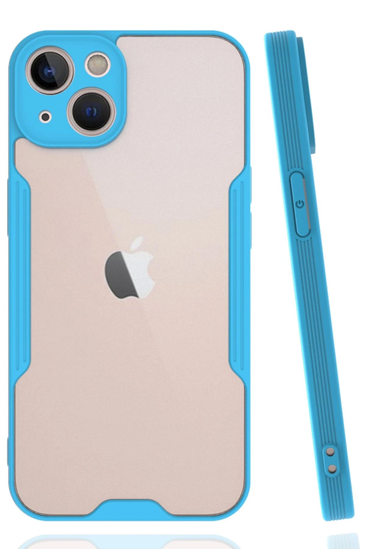 iPhone 14 Plus Kılıf Platin Silikon - Mavi-(5796)